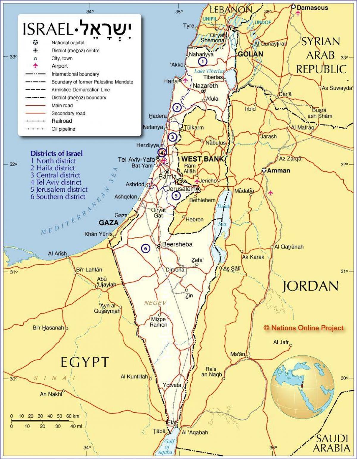 израилийн бүс нутгийн газрын зураг