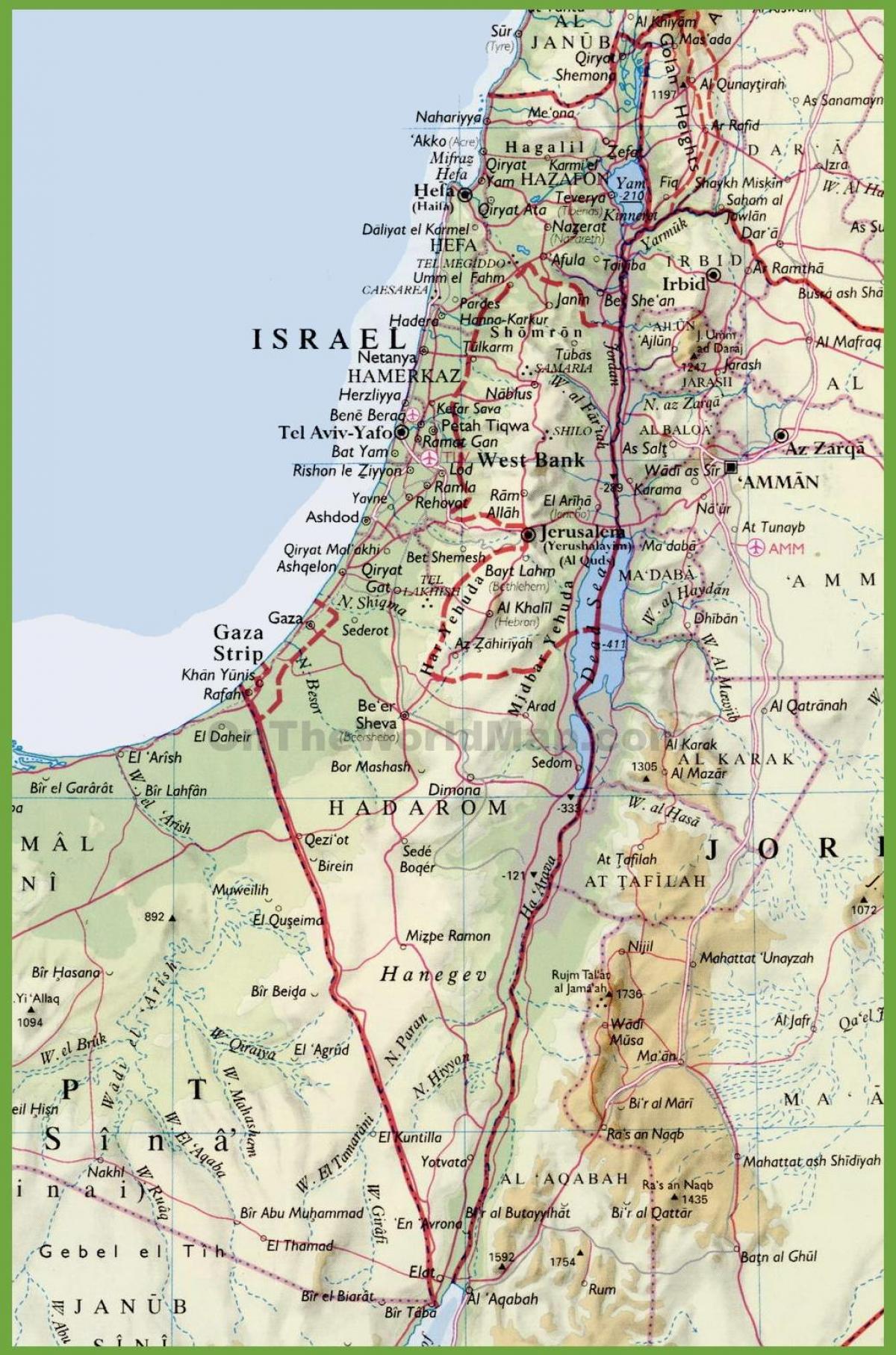 израилийн хотуудын газрын зураг